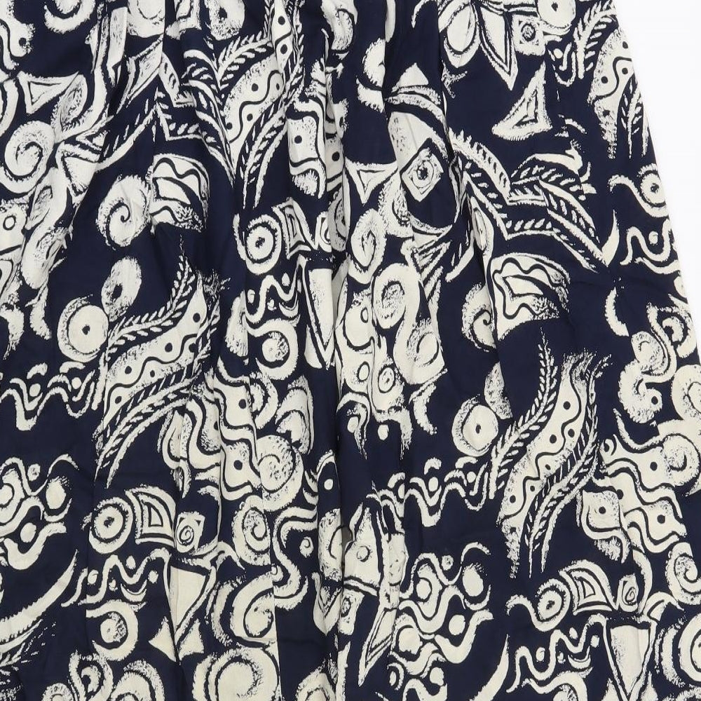 Preworn Womens Blue Geometric  A-Line Skirt Size 22