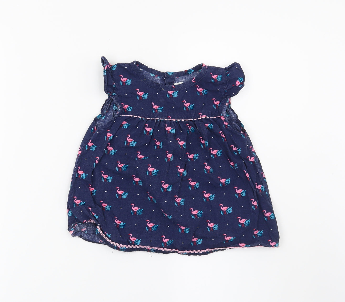 JoJo Maman Bébé Girls Blue   Basic Blouse Size 2-3 Years  - Flamingo