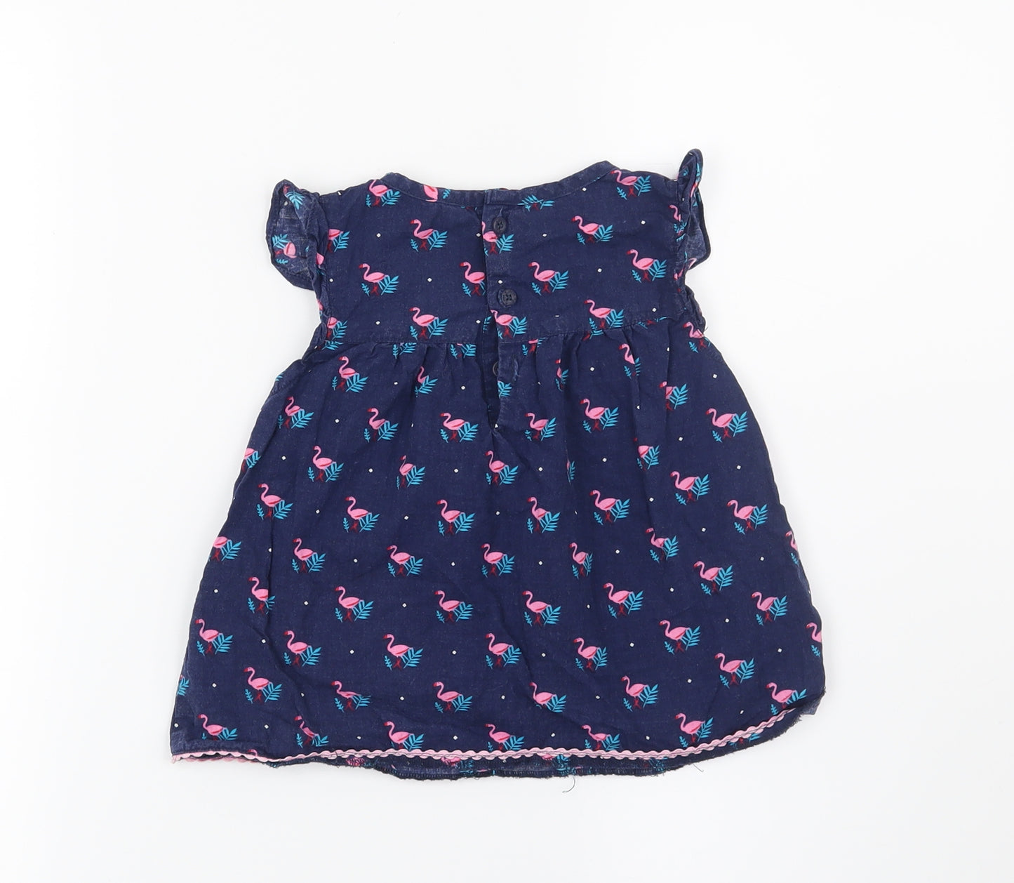 JoJo Maman Bébé Girls Blue   Basic Blouse Size 2-3 Years  - Flamingo