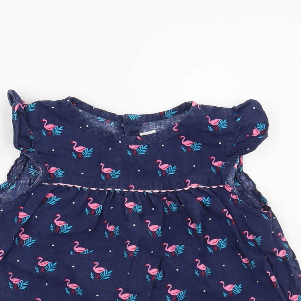 JoJo Maman Bébé Girls Blue   Basic Blouse Size 2-3 Years  - Flamingo