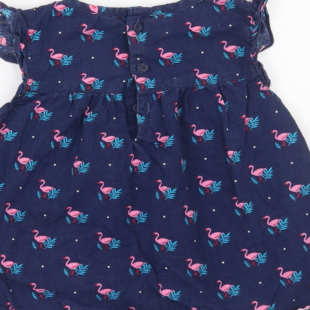 JoJo Maman Bébé Girls Blue   Basic Blouse Size 2-3 Years  - Flamingo