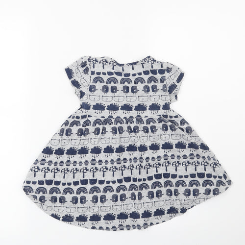NEXT Girls Grey   T-Shirt Dress  Size 12-18 Months  - Cats, Birds