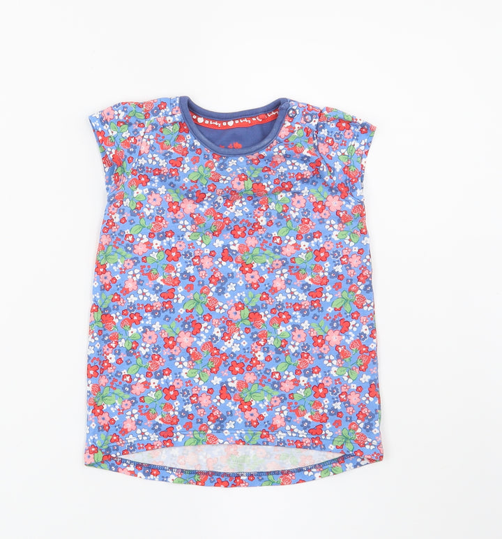 TU Girls Blue Floral Basic T-Shirt Size 12-18 Months