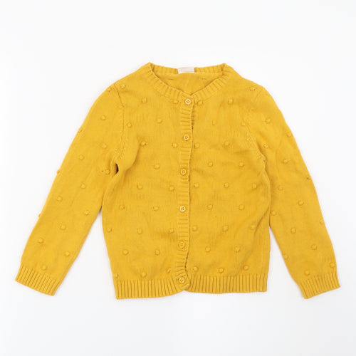 F&F Girls Yellow Polka Dot  Cardigan Jumper Size 5-6 Years
