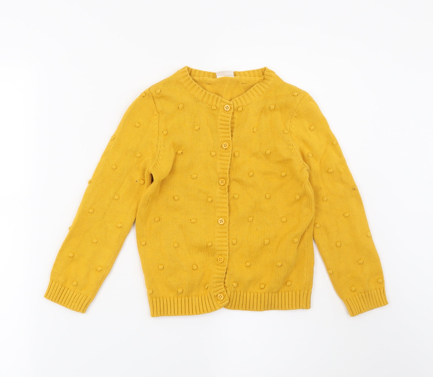 F&F Girls Yellow Polka Dot  Cardigan Jumper Size 5-6 Years