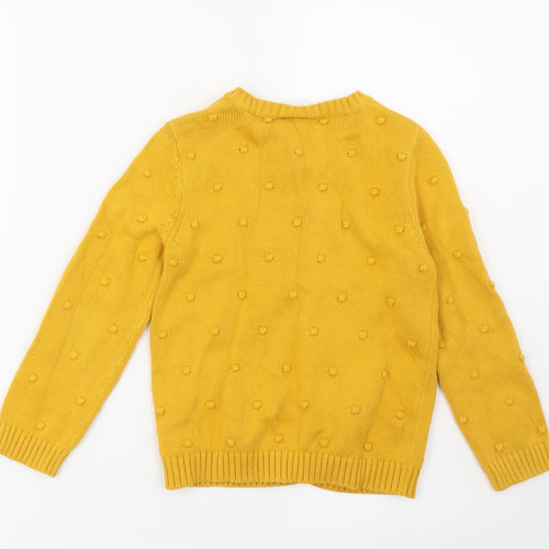 F&F Girls Yellow Polka Dot  Cardigan Jumper Size 5-6 Years