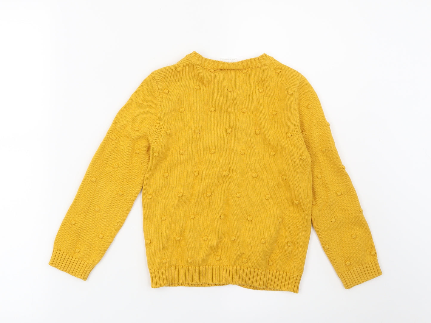 F&F Girls Yellow Polka Dot  Cardigan Jumper Size 5-6 Years