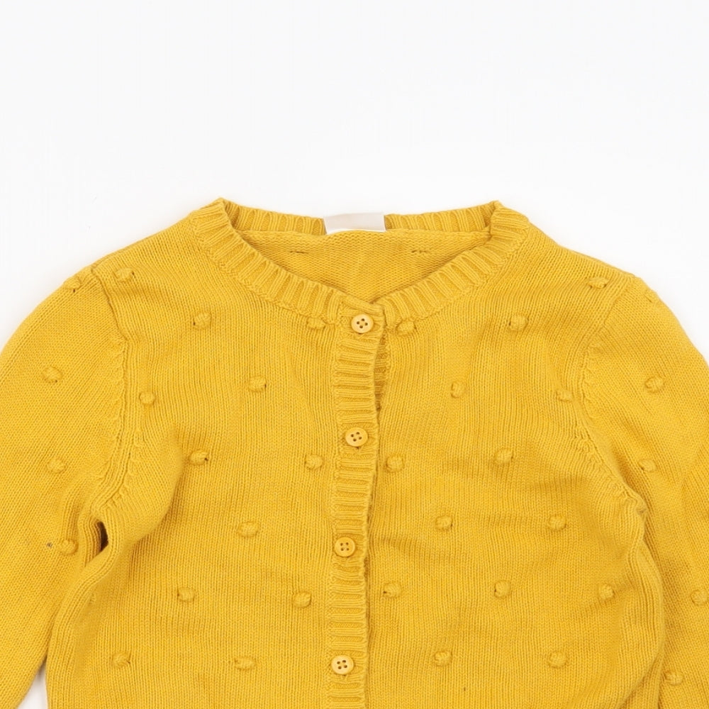 F&F Girls Yellow Polka Dot  Cardigan Jumper Size 5-6 Years