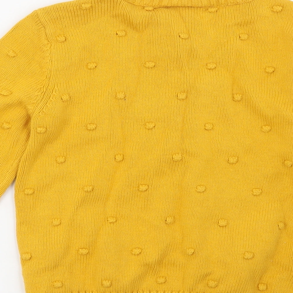 F&F Girls Yellow Polka Dot  Cardigan Jumper Size 5-6 Years