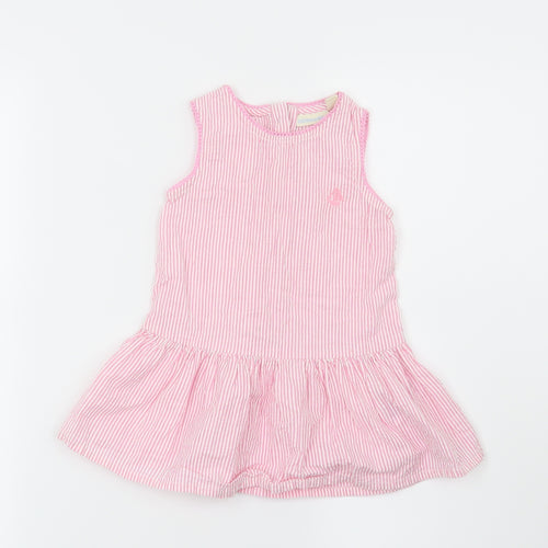 JoJo Maman Bébé Girls Pink Striped  Fit & Flare  Size 12-18 Months