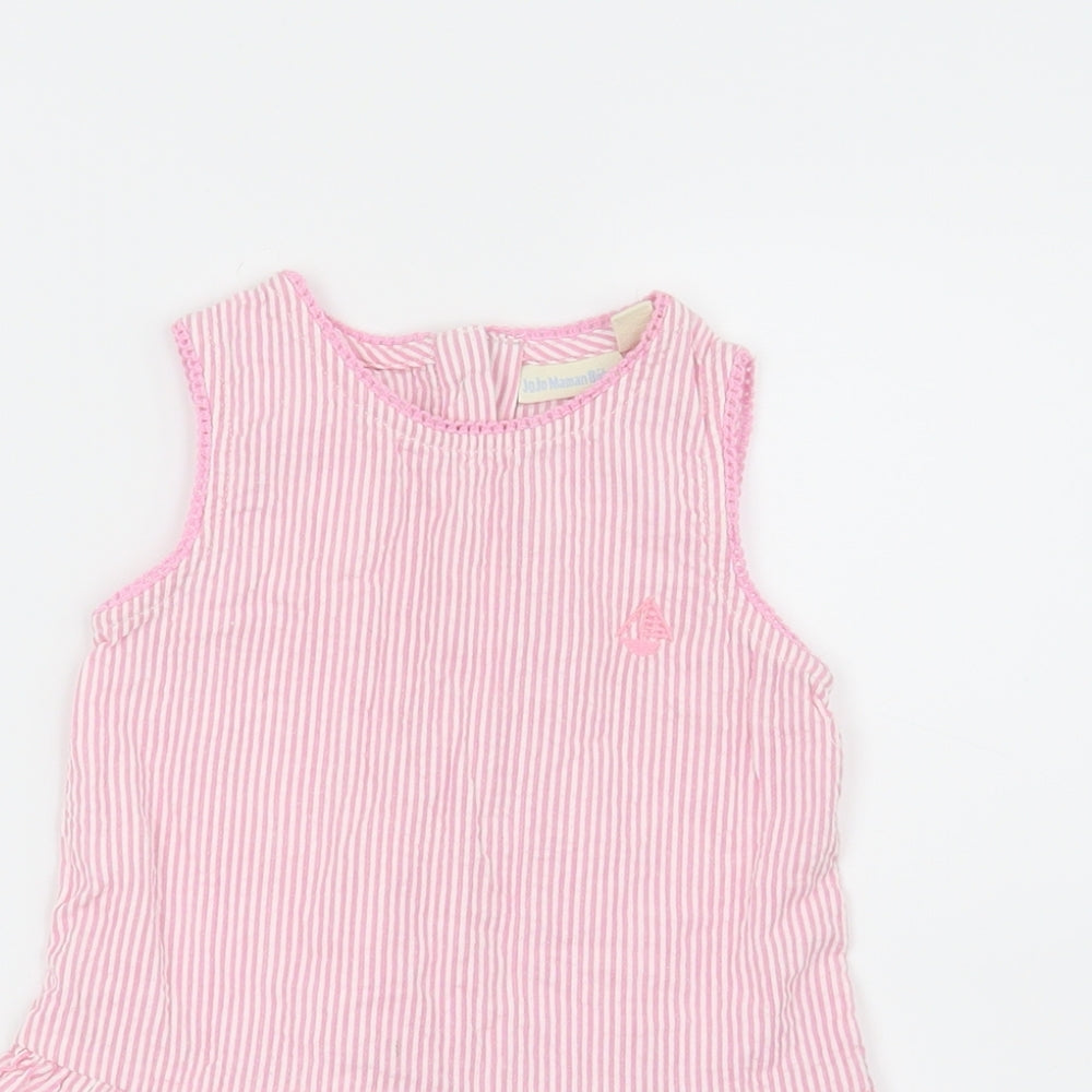 JoJo Maman Bébé Girls Pink Striped  Fit & Flare  Size 12-18 Months