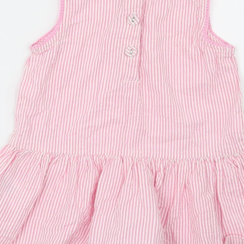 JoJo Maman Bébé Girls Pink Striped  Fit & Flare  Size 12-18 Months