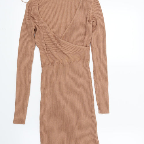 Brave Soul Womens Brown Striped  Jumper Dress  Size S