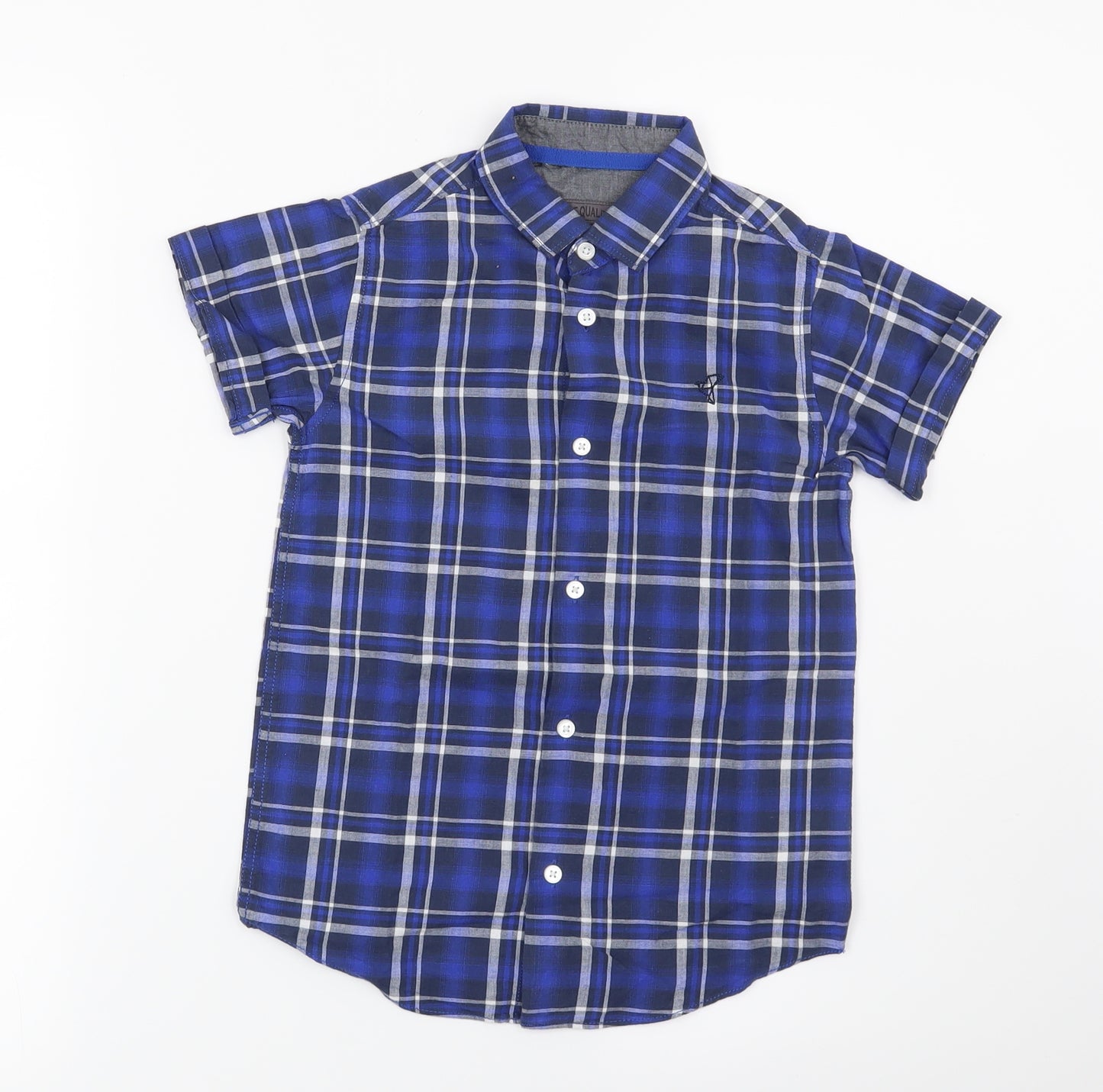 John Rocha Boys Blue Check  Basic Button-Up Size 7 Years