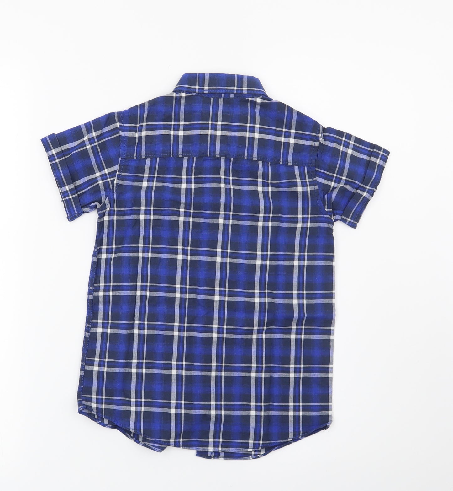 John Rocha Boys Blue Check  Basic Button-Up Size 7 Years