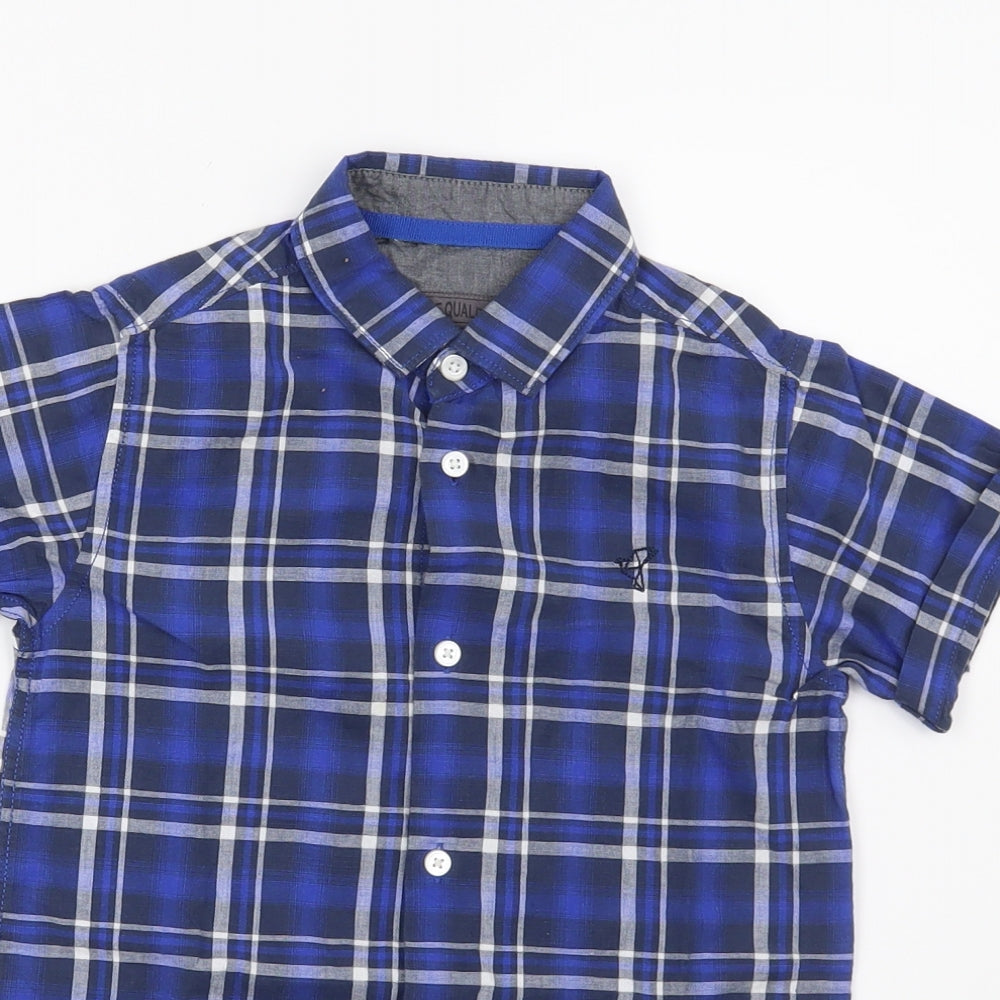 John Rocha Boys Blue Check  Basic Button-Up Size 7 Years