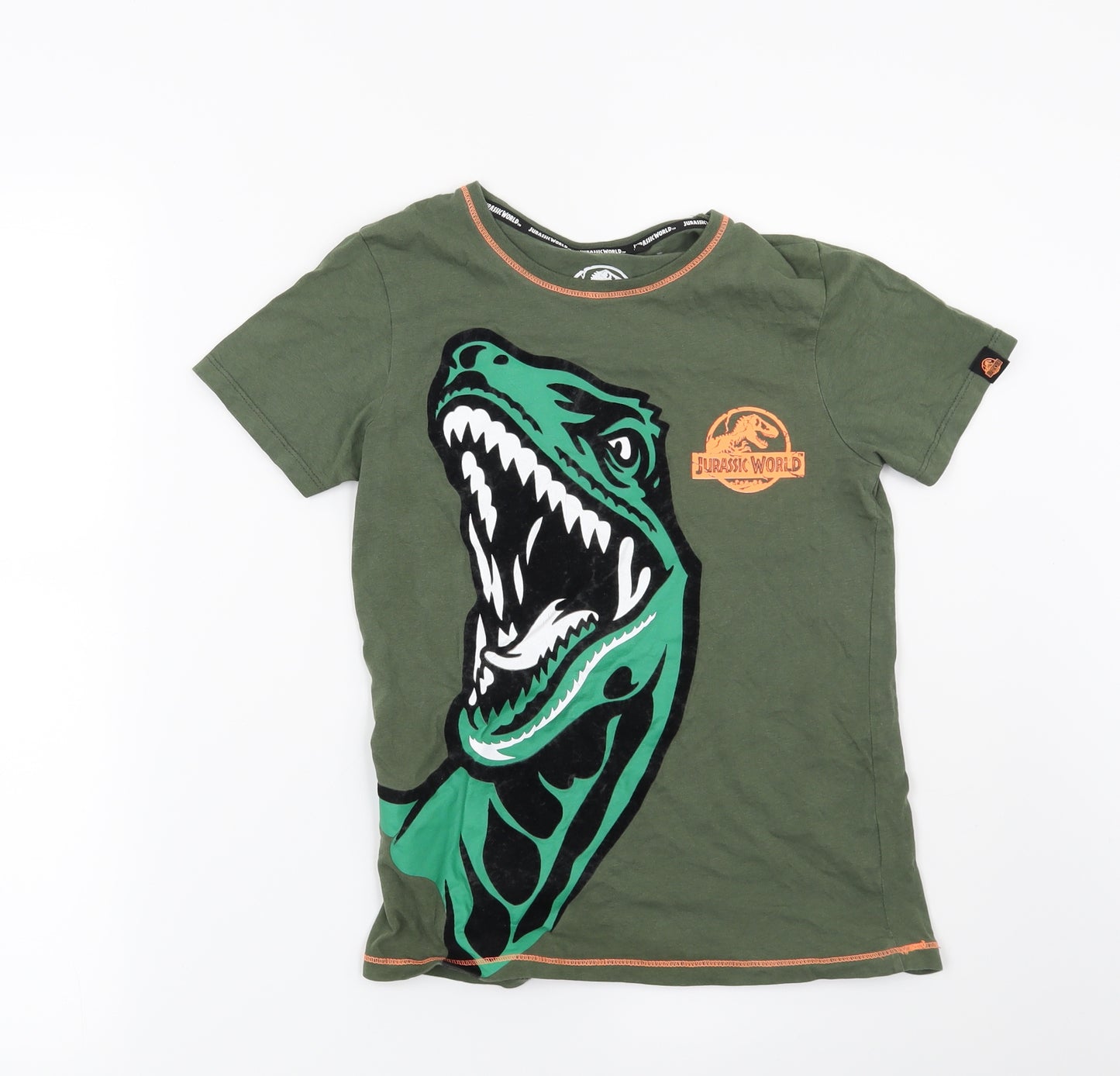 Jurassic World Boys Green   Basic T-Shirt Size 7-8 Years  - Jurassic World