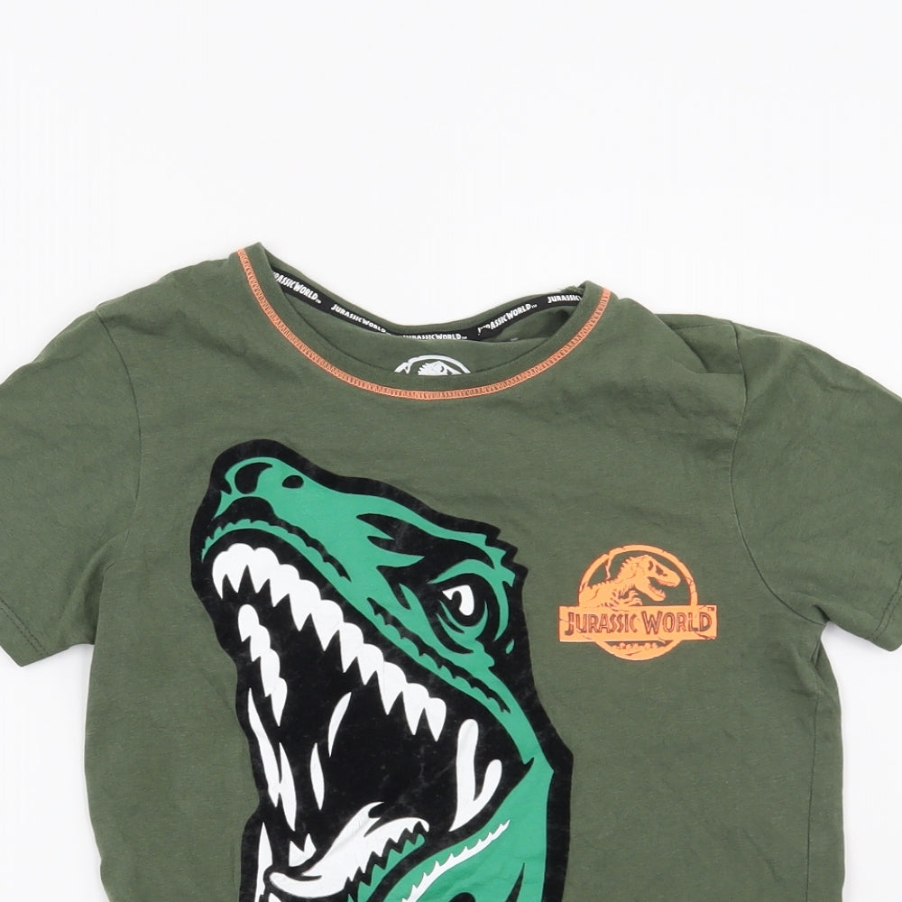Jurassic World Boys Green   Basic T-Shirt Size 7-8 Years  - Jurassic World