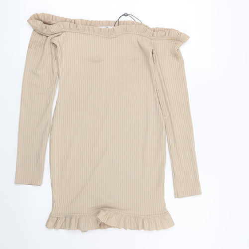 Missguided Womens Beige Striped  Bodycon  Size 4
