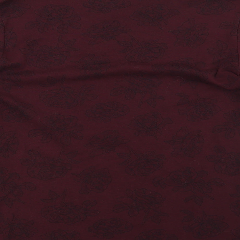 Peacocks Womens Red Floral  Basic T-Shirt Size 18
