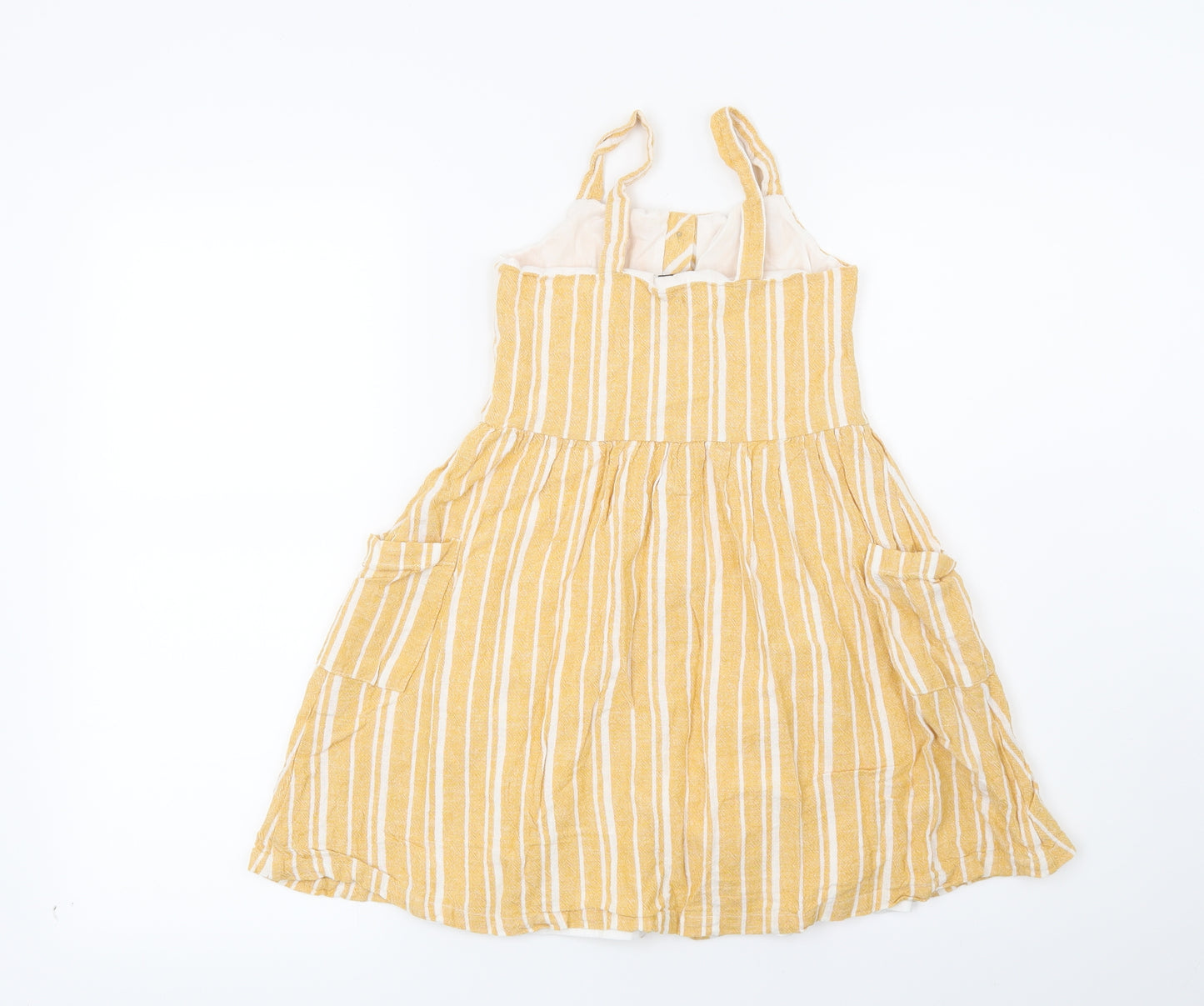 Primark Girls Yellow Striped  Fit & Flare  Size 6-7 Years