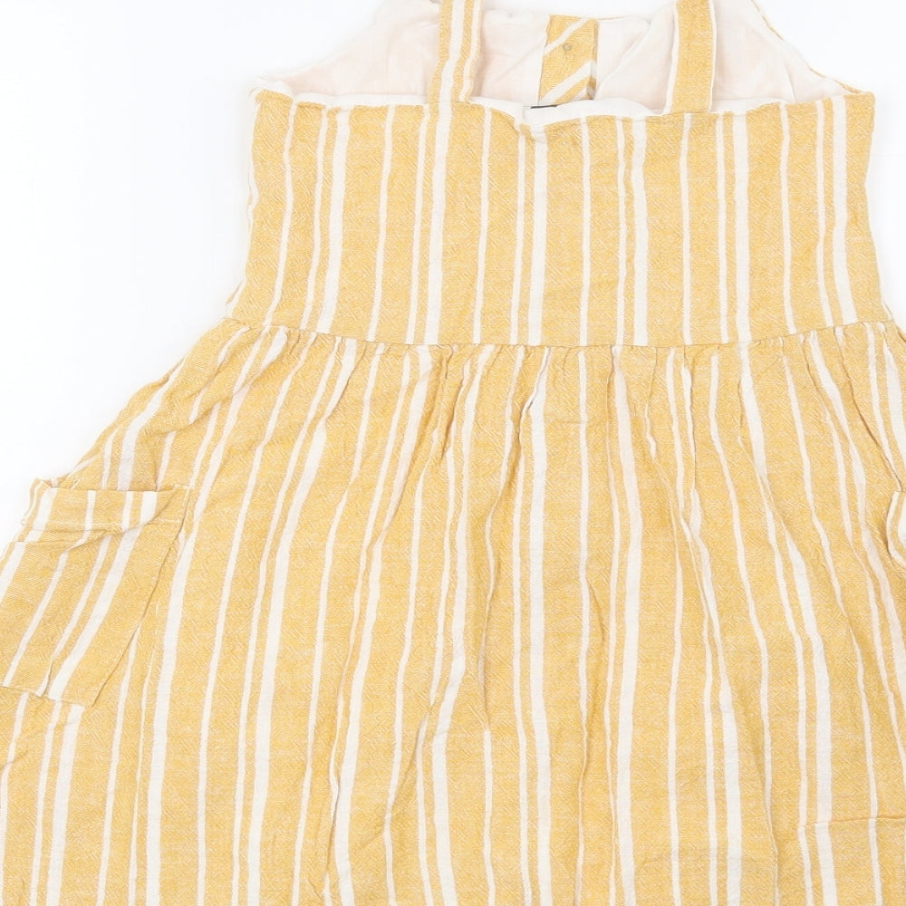 Primark Girls Yellow Striped  Fit & Flare  Size 6-7 Years