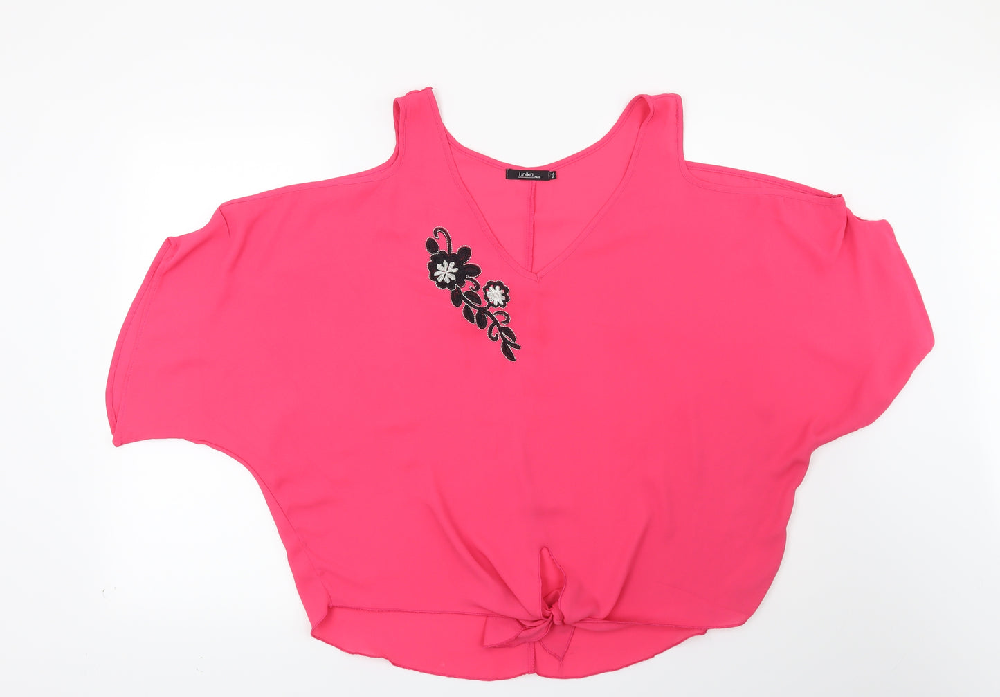 Preworn Womens Pink Floral  Basic Blouse Size M