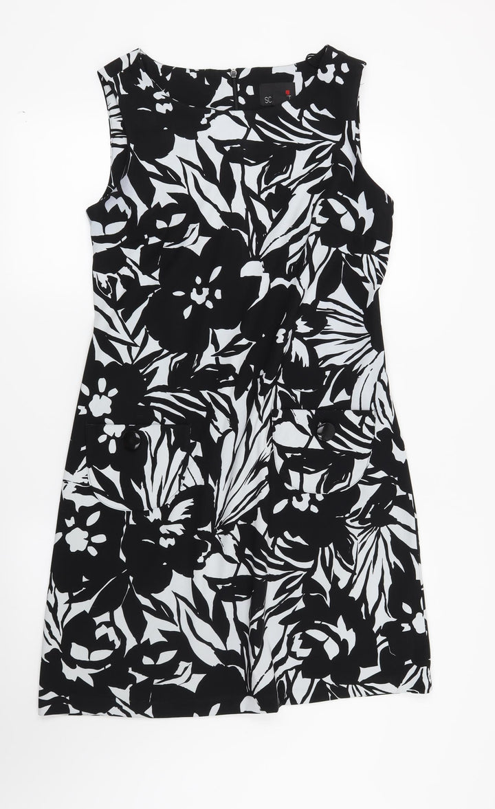 Scarlett Womens Black Floral Shift Size 8