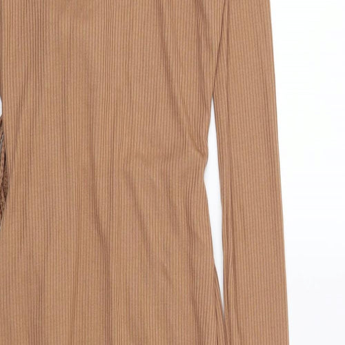 PRETTYLITTLETHING Womens Brown Striped  Bodycon  Size 6