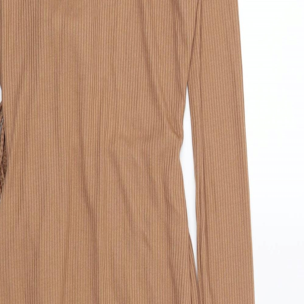 PRETTYLITTLETHING Womens Brown Striped  Bodycon  Size 6