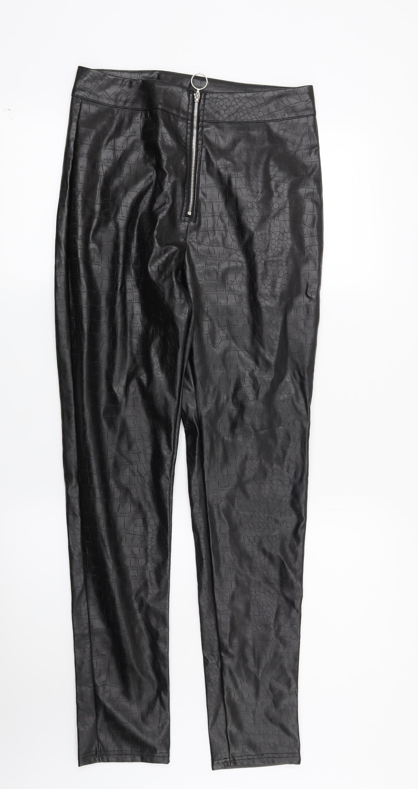 Preworn Womens Black Animal Print  Capri Leggings Size M L29 in