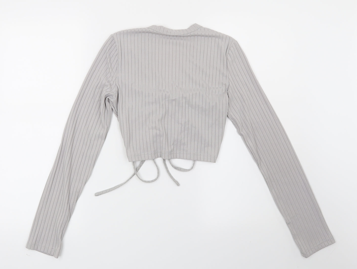 Preworn Womens Grey Striped  Basic Blouse Size M