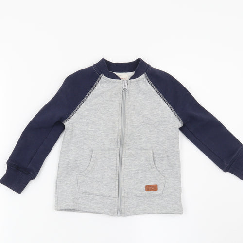 Preworn Boys Grey   Full Zip Sweatshirt Size 2 Years