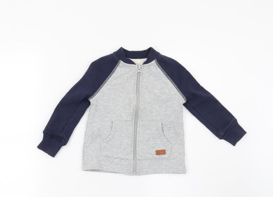 Front view of Preworn boys’ grey full zip sweatshirt, size 2, years