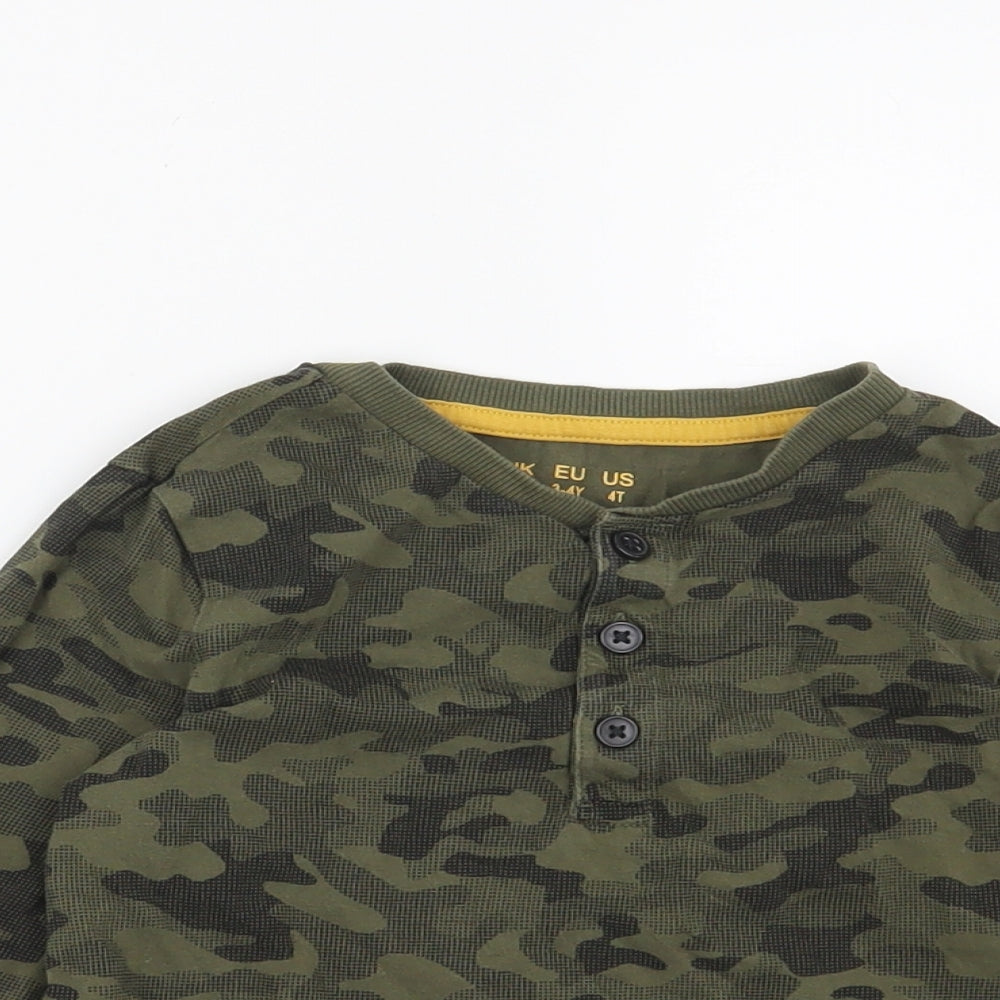 F&F Boys Green Camouflage  Basic T-Shirt Size 3-4 Years
