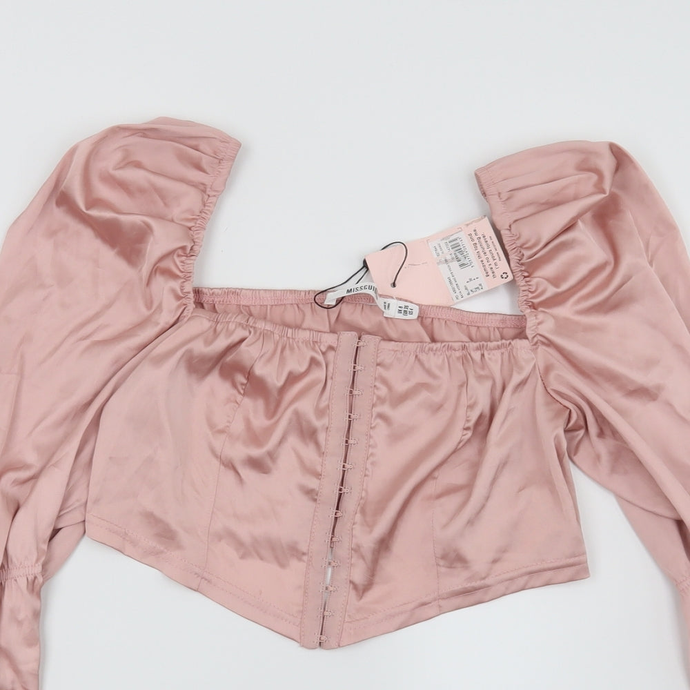 Missguided Womens Pink   Cropped Blouse Size 8