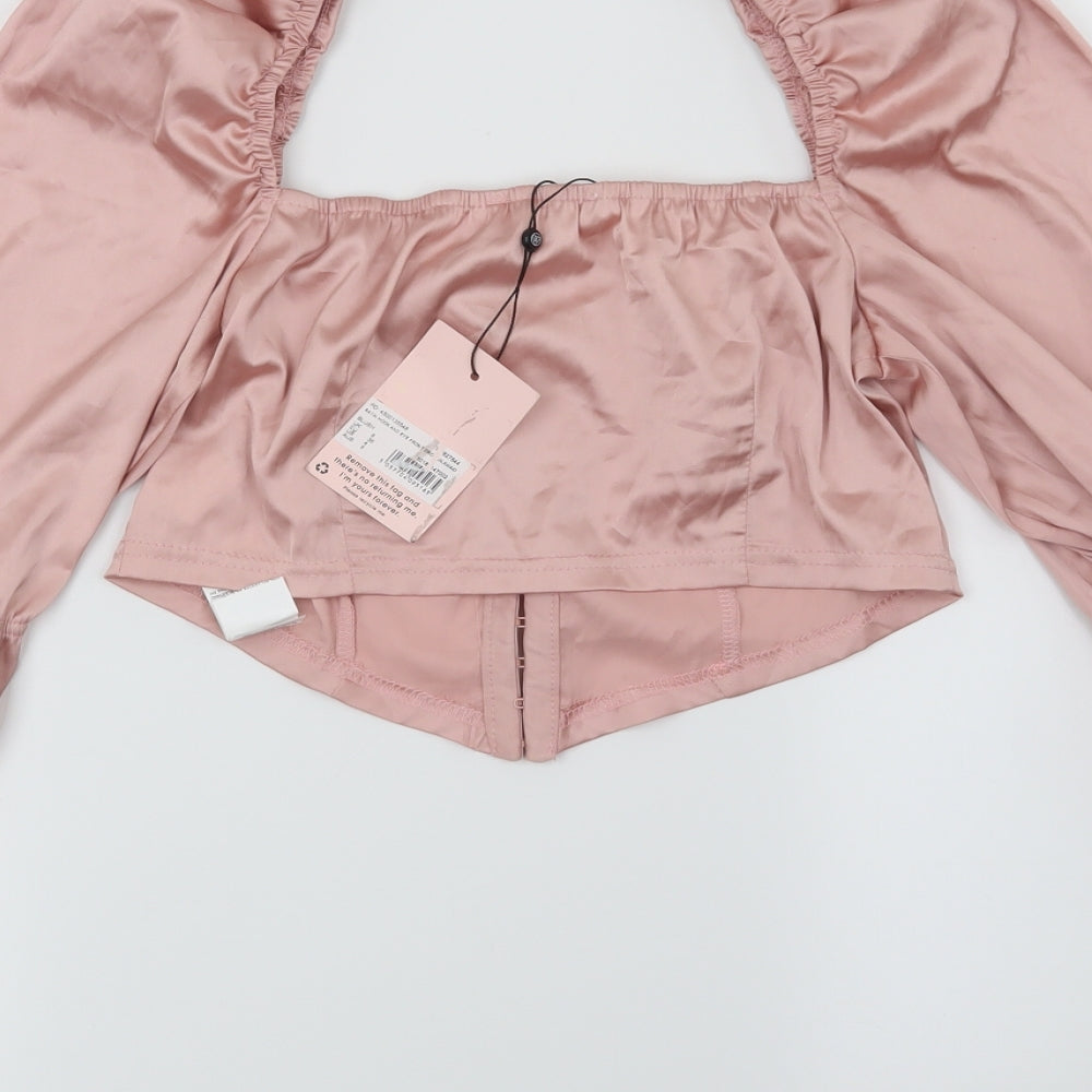 Missguided Womens Pink   Cropped Blouse Size 8