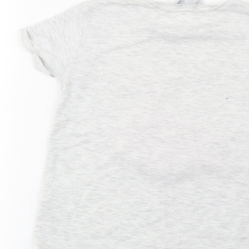 Matalan Girls Grey   Basic T-Shirt Size 7 Years  - Flamingo