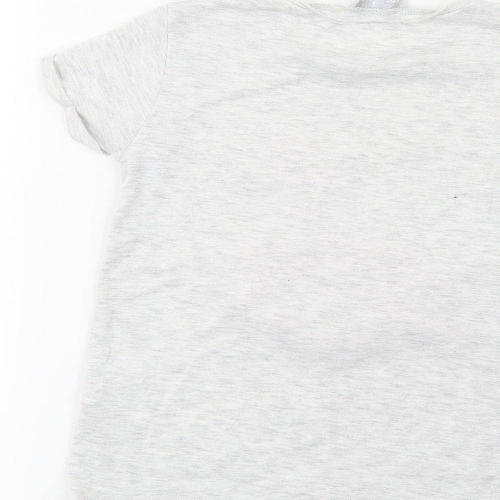 Matalan Girls Grey   Basic T-Shirt Size 7 Years  - Flamingo