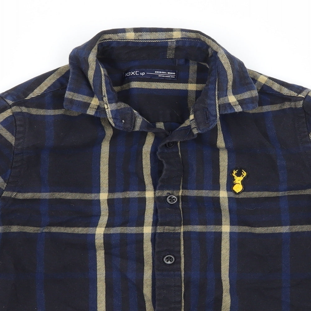 NEXT Boys Blue Plaid  Basic Button-Up Size 6 Years