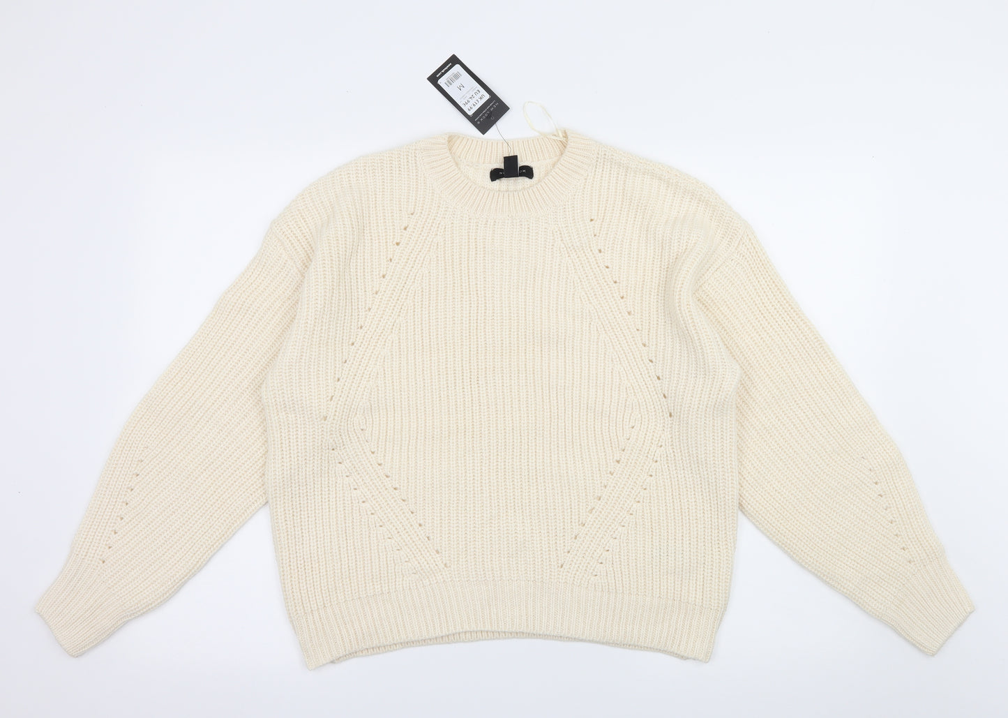 New Look Womens Ivory  Knit Pullover Jumper Size M