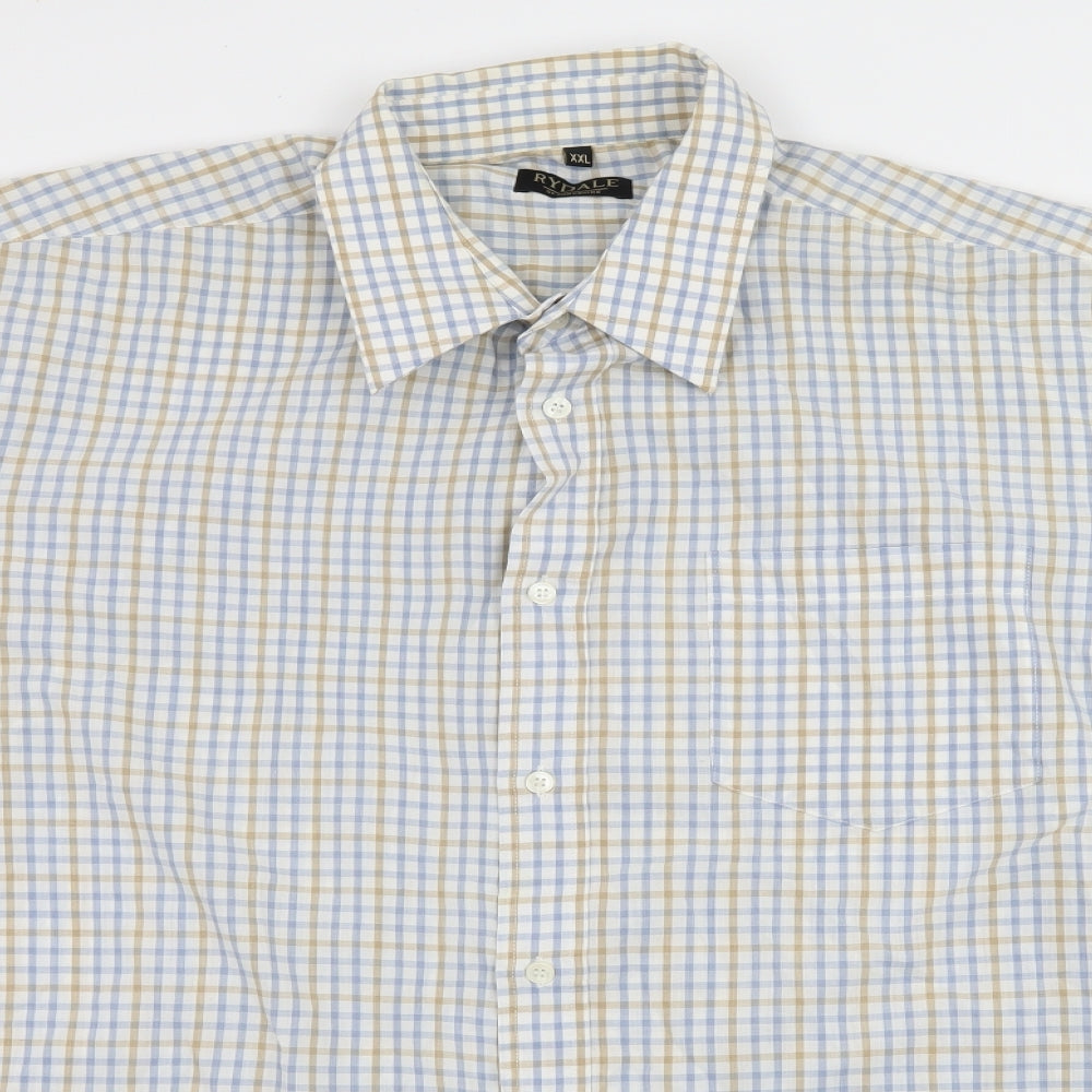 Rydale Mens Blue Check   Button-Up Size 2XL