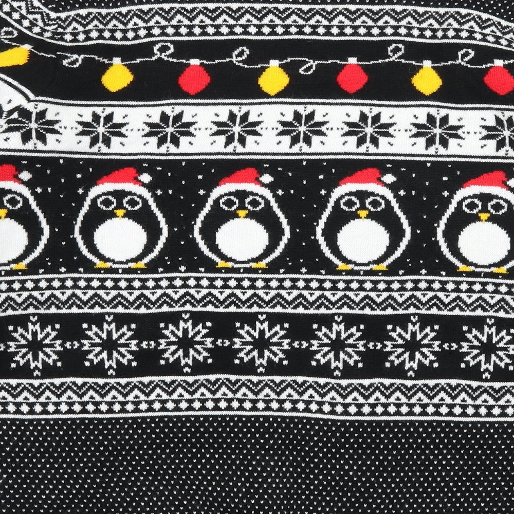 New Look Mens Black  Knit Pullover Jumper Size M  - Christmas Penguin