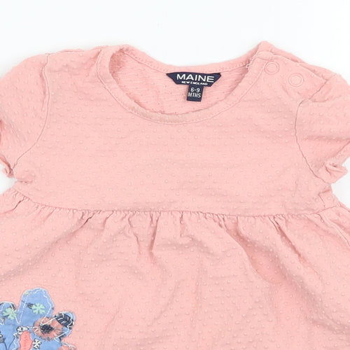 Maine Girls Pink Floral Jersey T-Shirt Dress  Size 6-9 Months