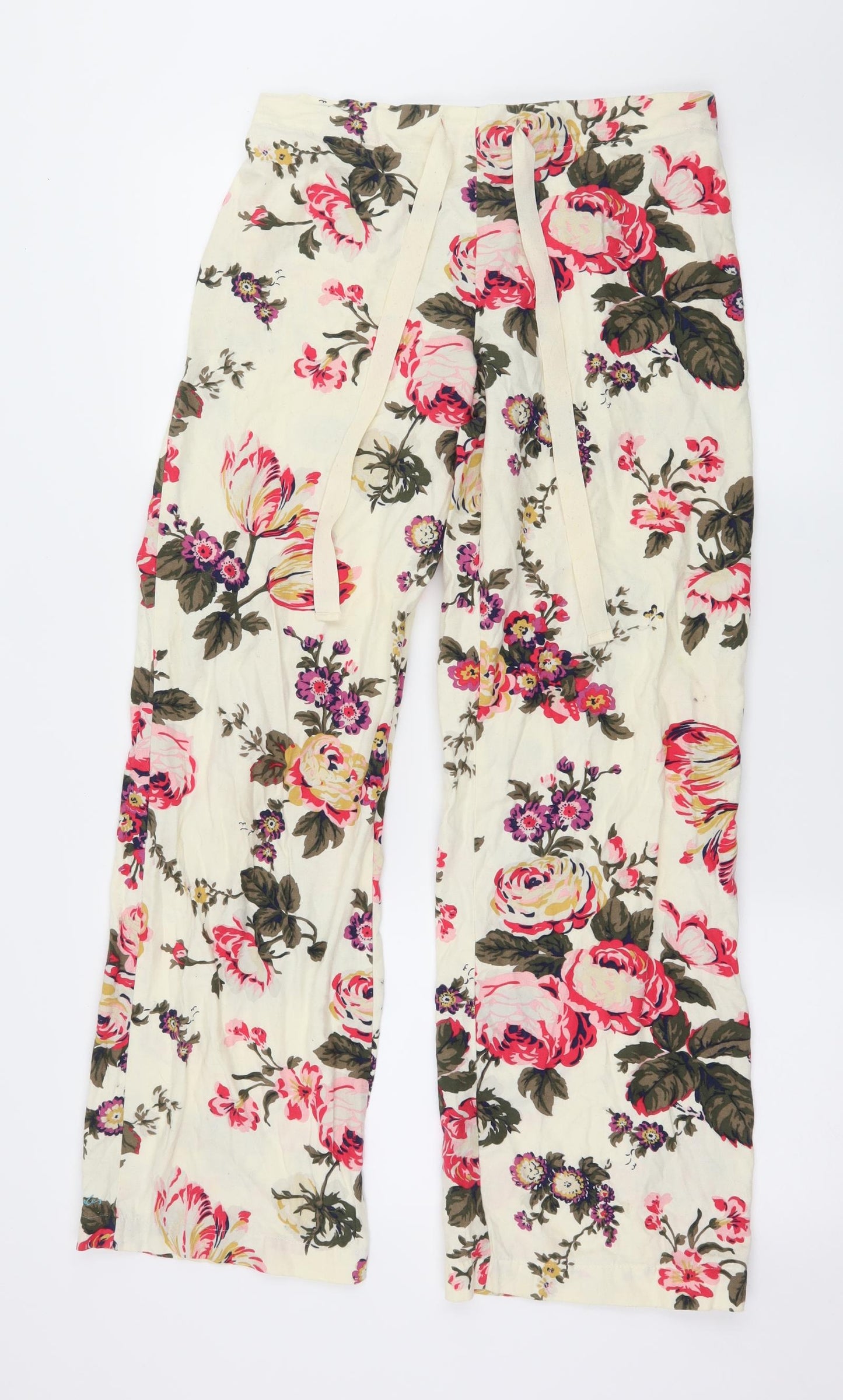 Joules Womens Ivory Floral  Trousers  Size S L28 in