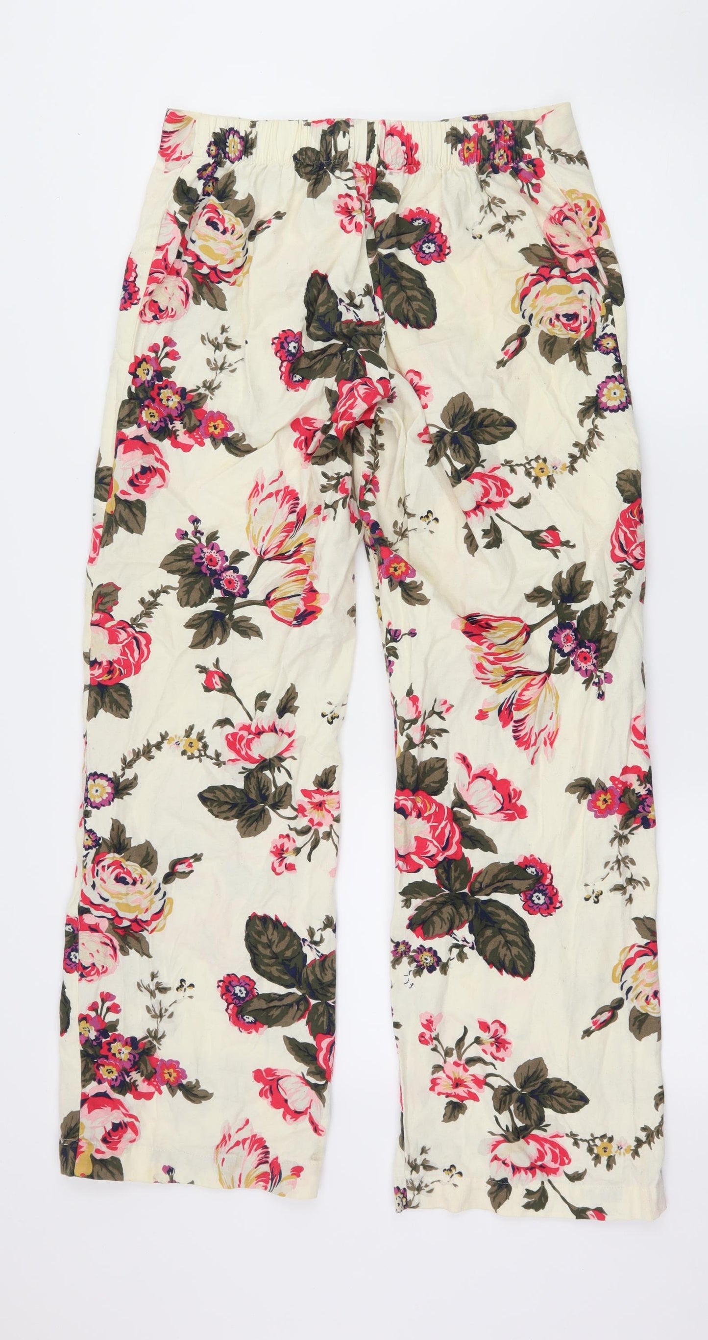 Joules Womens Ivory Floral  Trousers  Size S L28 in