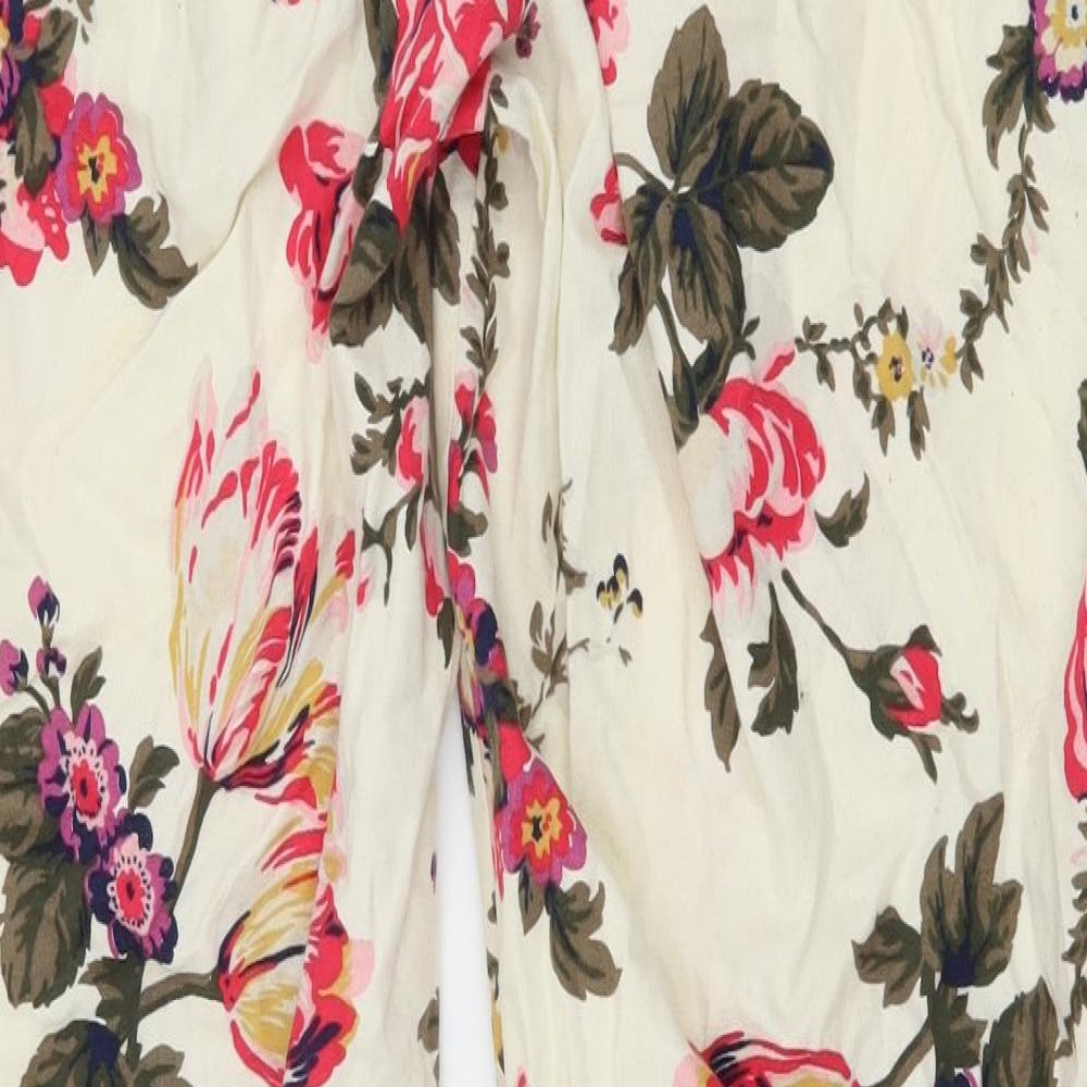 Joules Womens Ivory Floral  Trousers  Size S L28 in