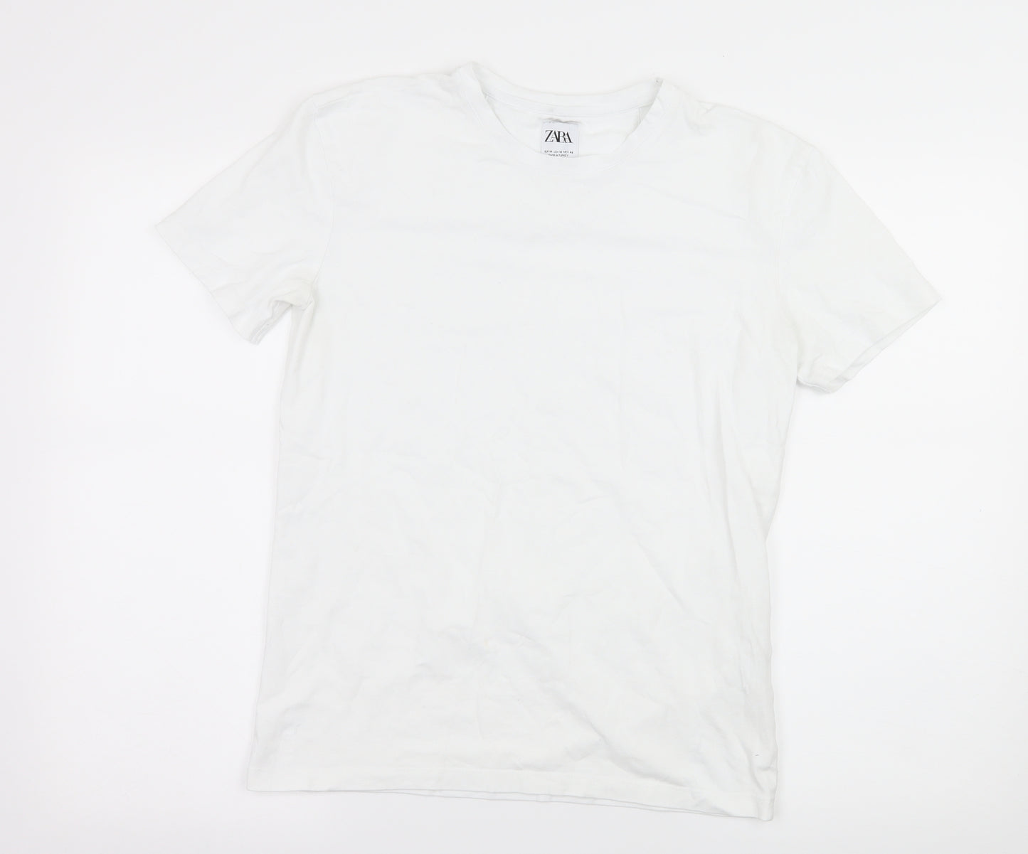 Zara Mens White  Jersey  T-Shirt Size M