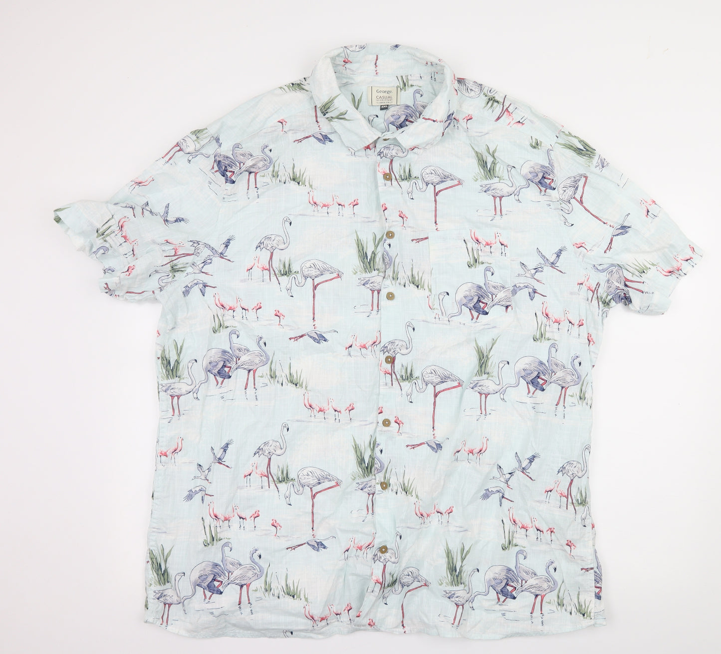 NEXT Mens Blue    Button-Up Size L  - Flamingo