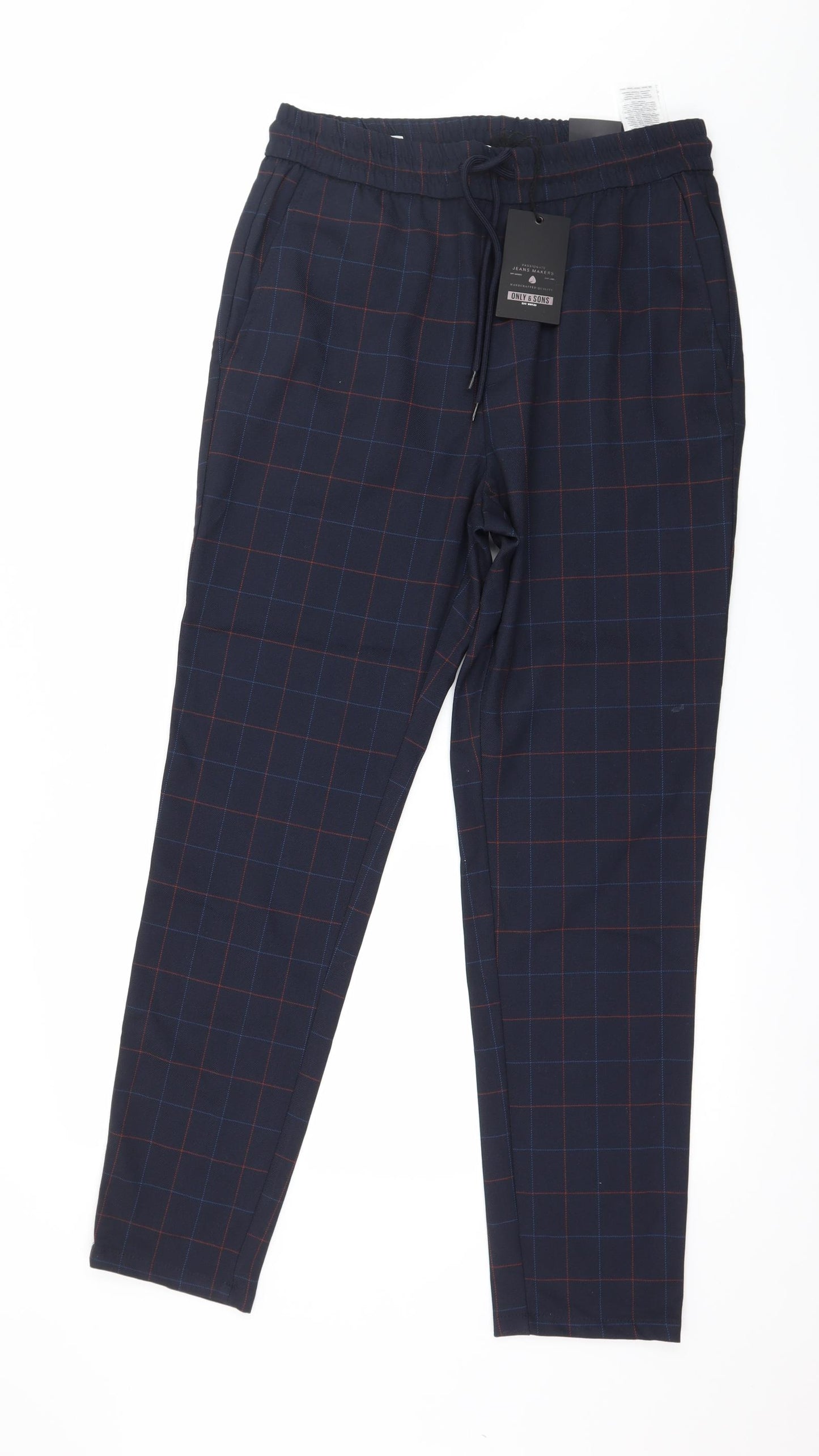 ONLY & SONS Womens Blue Check  Trousers  Size M L29 in